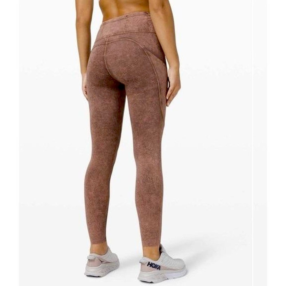 Lululemon Fast & Free Tight II 25" Ice Dye Sz 6 Ice Wash Brown Earth